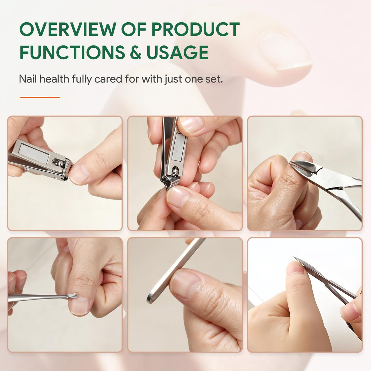Manicure Kit for Women Mini Travel Nail Clippers Pedicure - COREDONLAN Official Imagery - 5