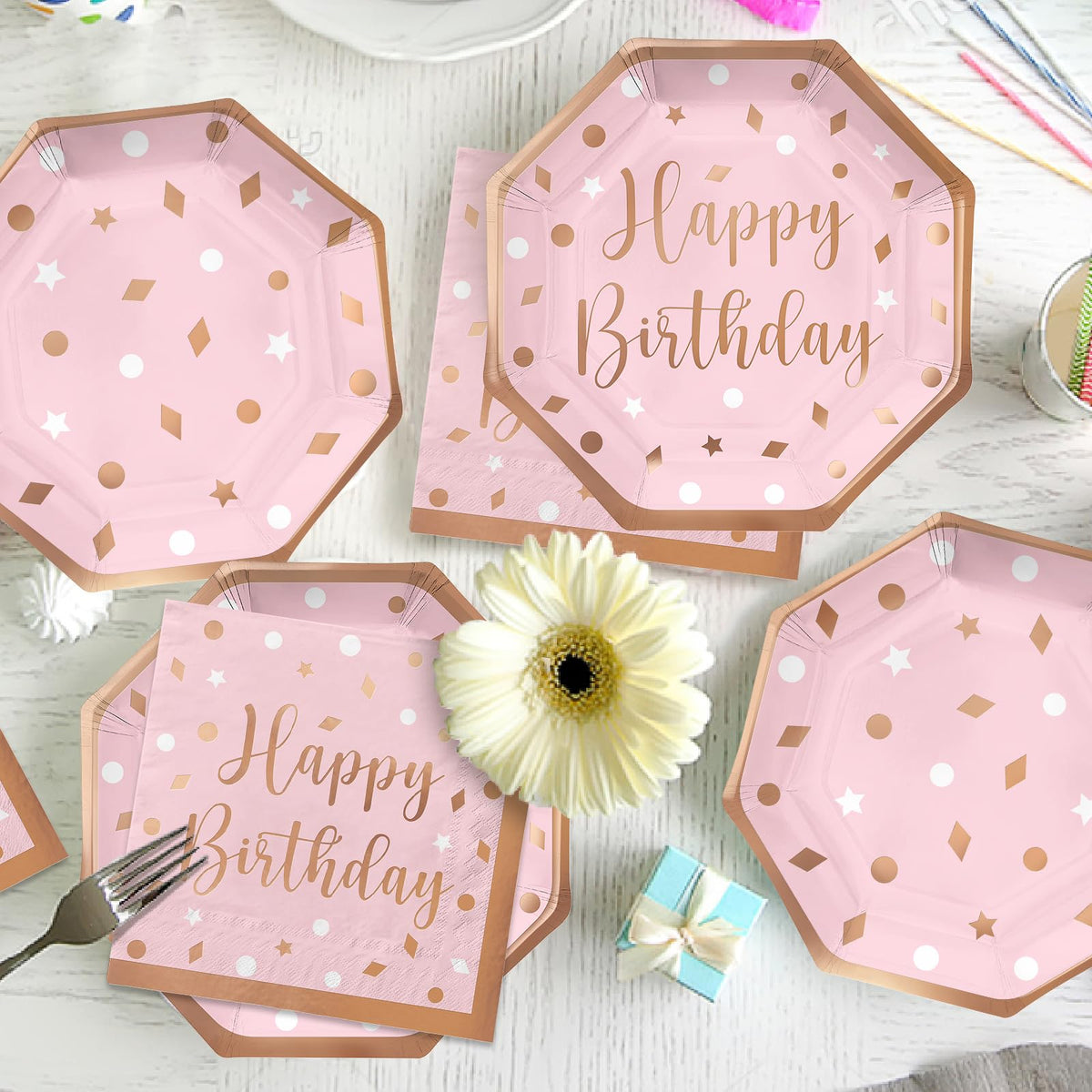 Rose Gold Birthday Party Supplies - Gatherfun Official Imagery - 3
