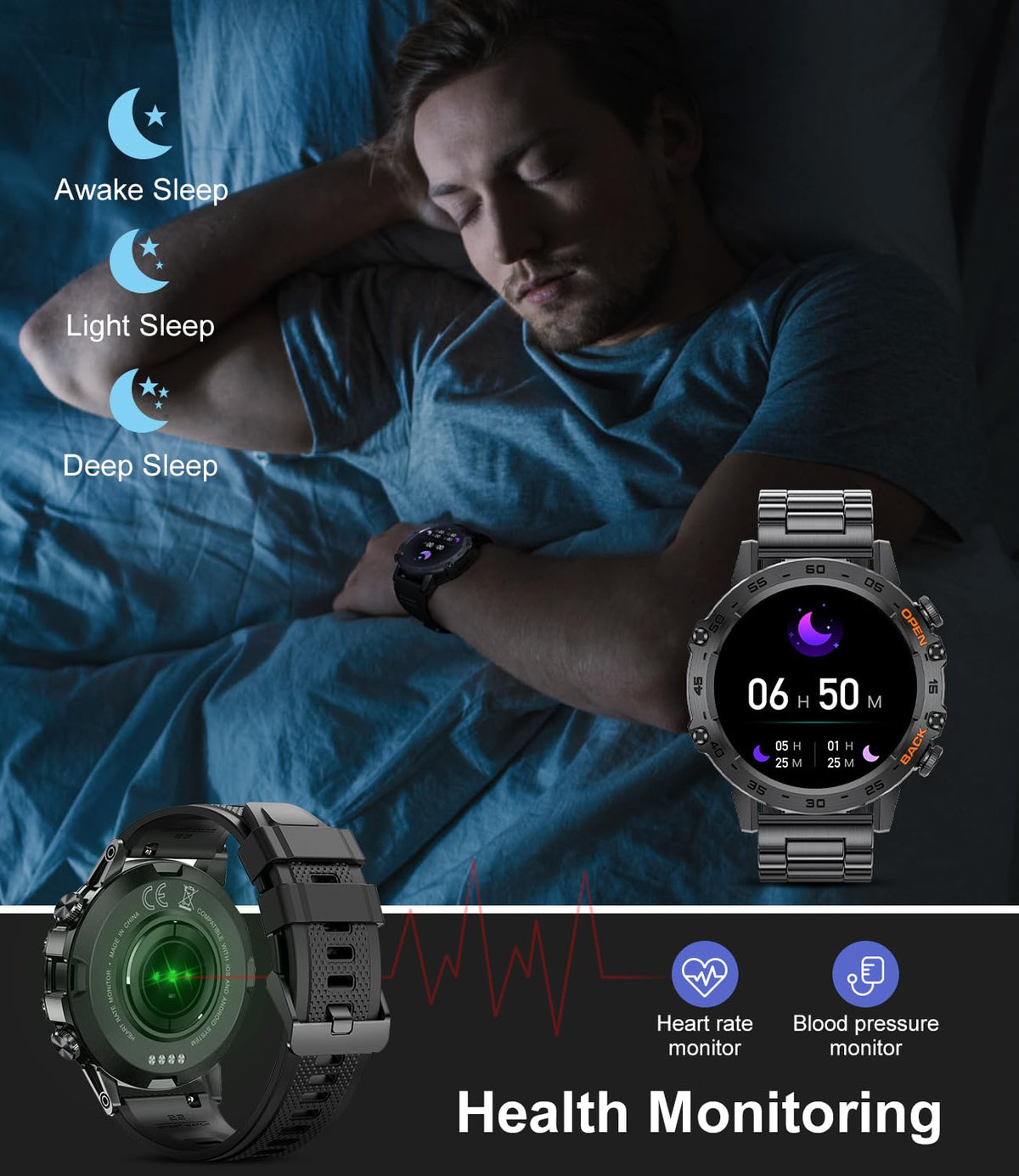 SUNKTA Military Smart Watch for Men 100 Sports Modes 5ATM - SUNKTA Official Imagery - 6