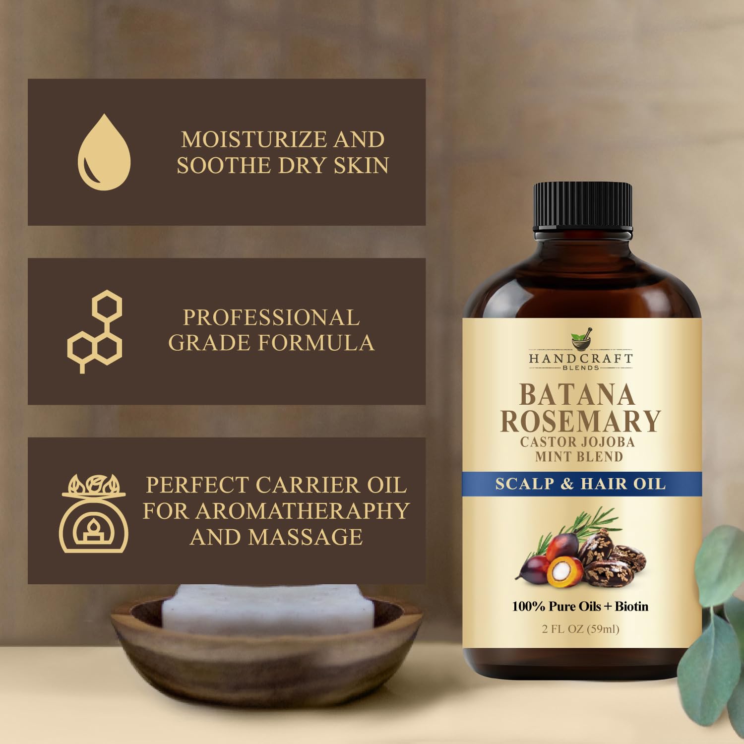 Handcraft Blends Batana & Rosemary Hair Oil – 2 Fl Oz – Scalp Treatment & - Handcraft Blends Official Product View 5