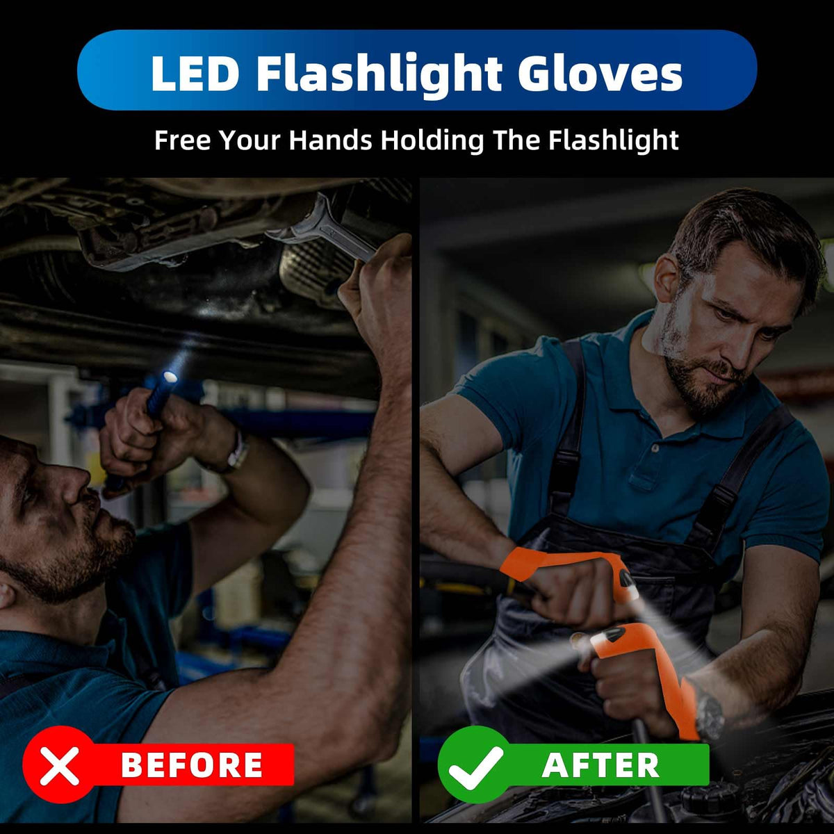 MOIPEJO LED Flashlight Gloves Gifts for Men Dad Him - MOIPEJO Official Imagery - 4