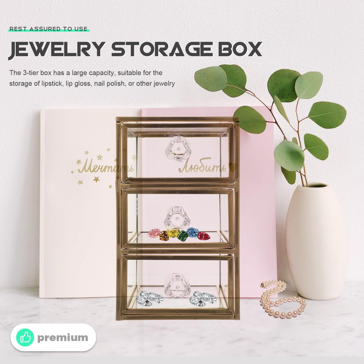 PRETYZOOM Drawer Jewelry Box Transparent Drawer Type Storage - PRETYZOOM Official Imagery - 5