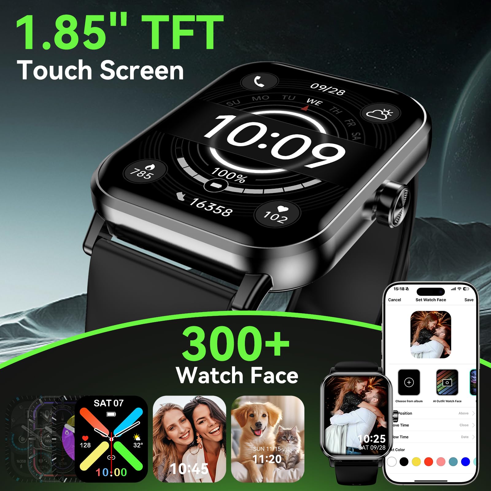 QONBINK Smart Watch, 1.85" HD Fitness Tracker with Bluetooth Calls, 5 - View 4