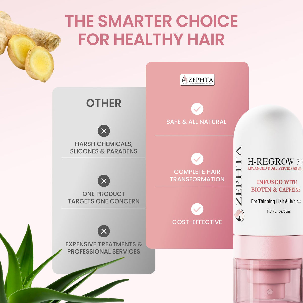 H Regrow Hair Growth Spray With Rice Water Biotin Aloe Vera - ZEPHTA Official Imagery - 8