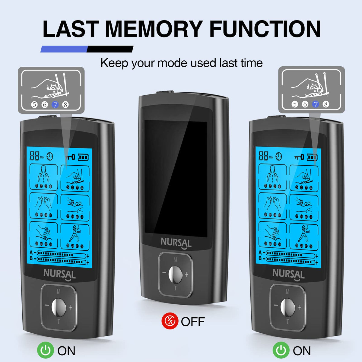 NURSAL Dual Channel 24 Modes TENS Unit for Pain Relief 12 - NURSAL Official Imagery - 6
