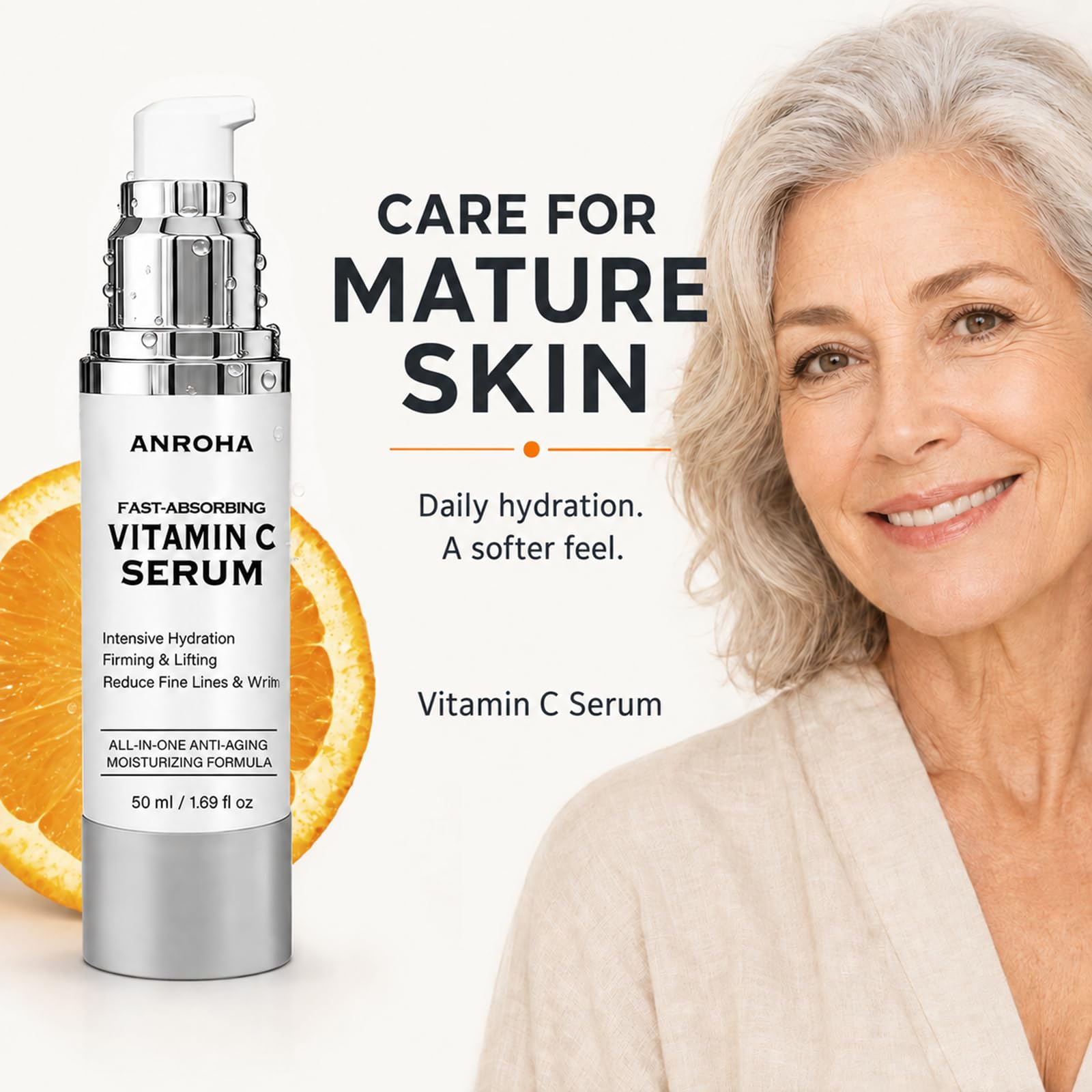 Super Vitamin C Face Serum for Women Over 70 Mature Skin - Anroha Official Imagery - 3