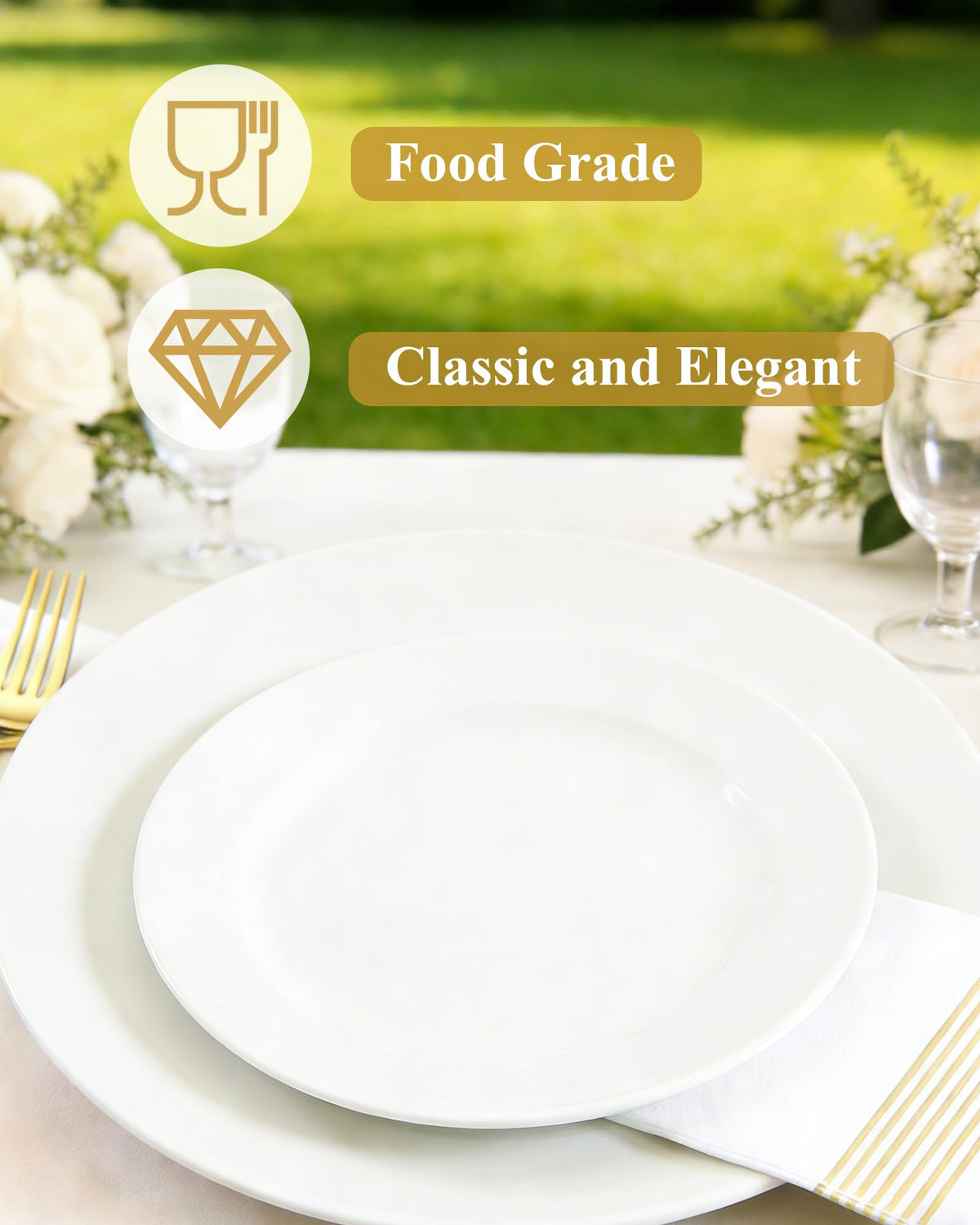 Quatish 120 Pcs Plastic Plates for Party Disposable Wedding - Quatish Official Imagery - 5