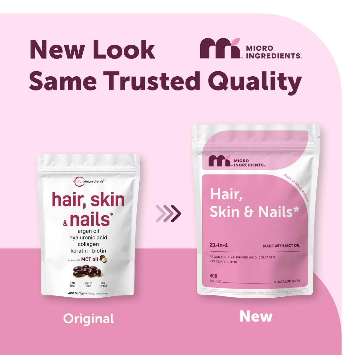 Hair Skin and Nails Vitamins for Women Men 400 Softgels 133 - Micro Ingredients Official Imagery - 3