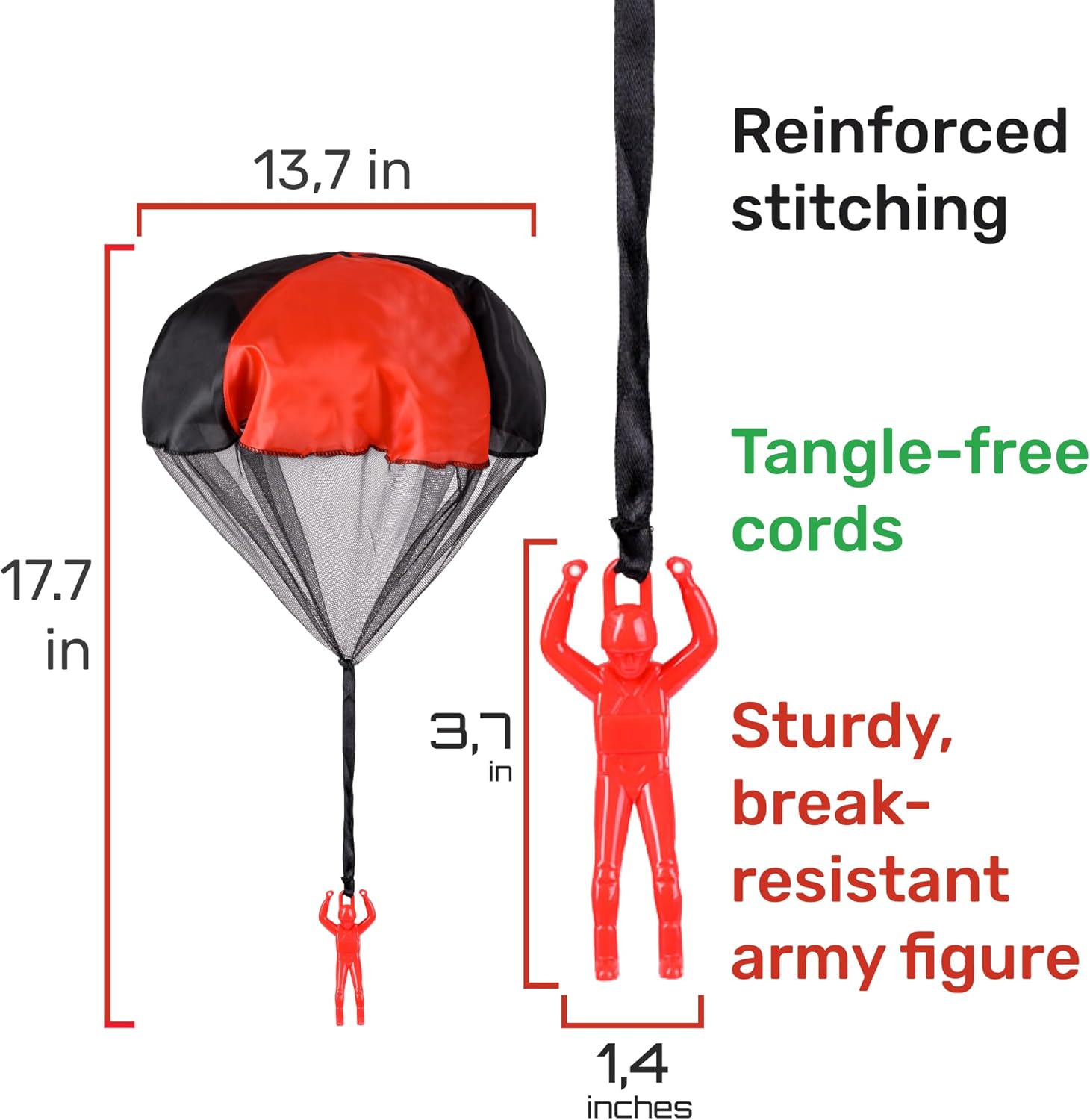 Nutty Toys outdoor flying parachute toy for kids with tangle-free design, featuring colorful parachute men for active outdoor play.