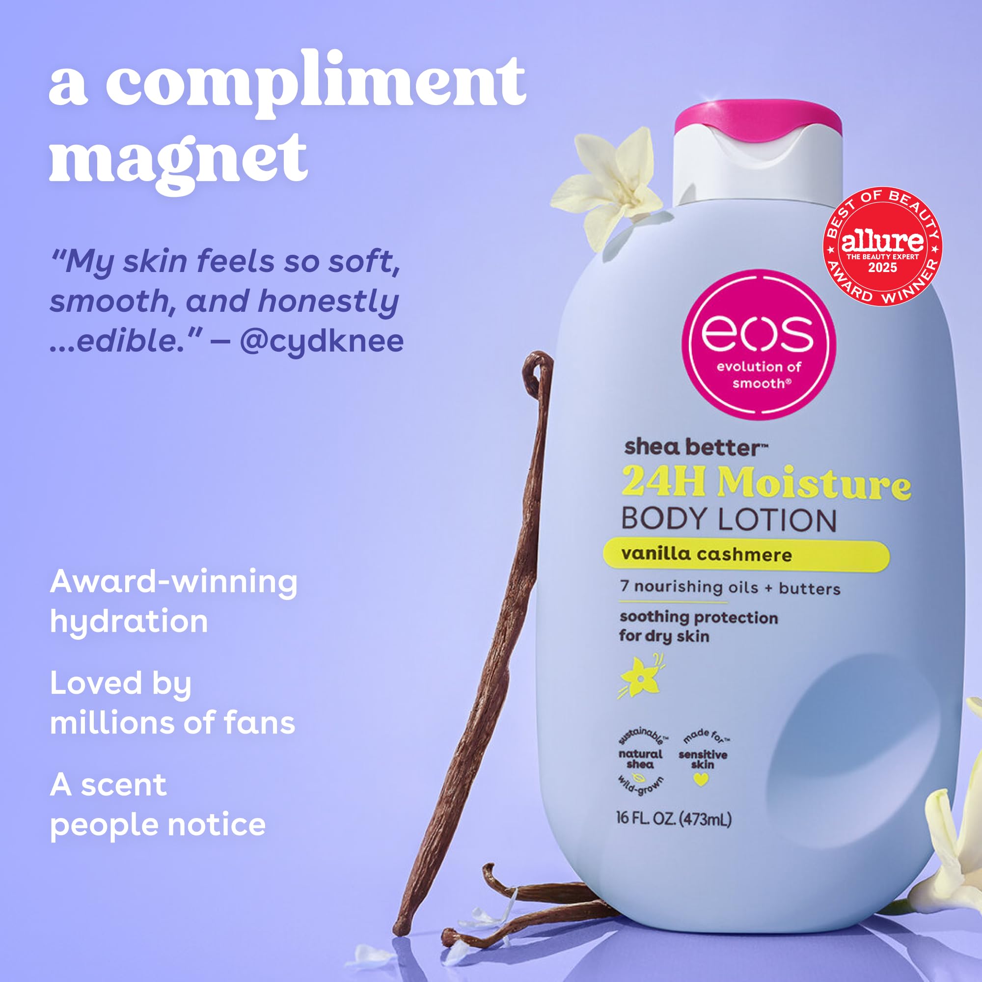 eos Shea Better Body Lotion- Vanilla Cashmere, 24-Hour Moistur... - eos Official Product View 5