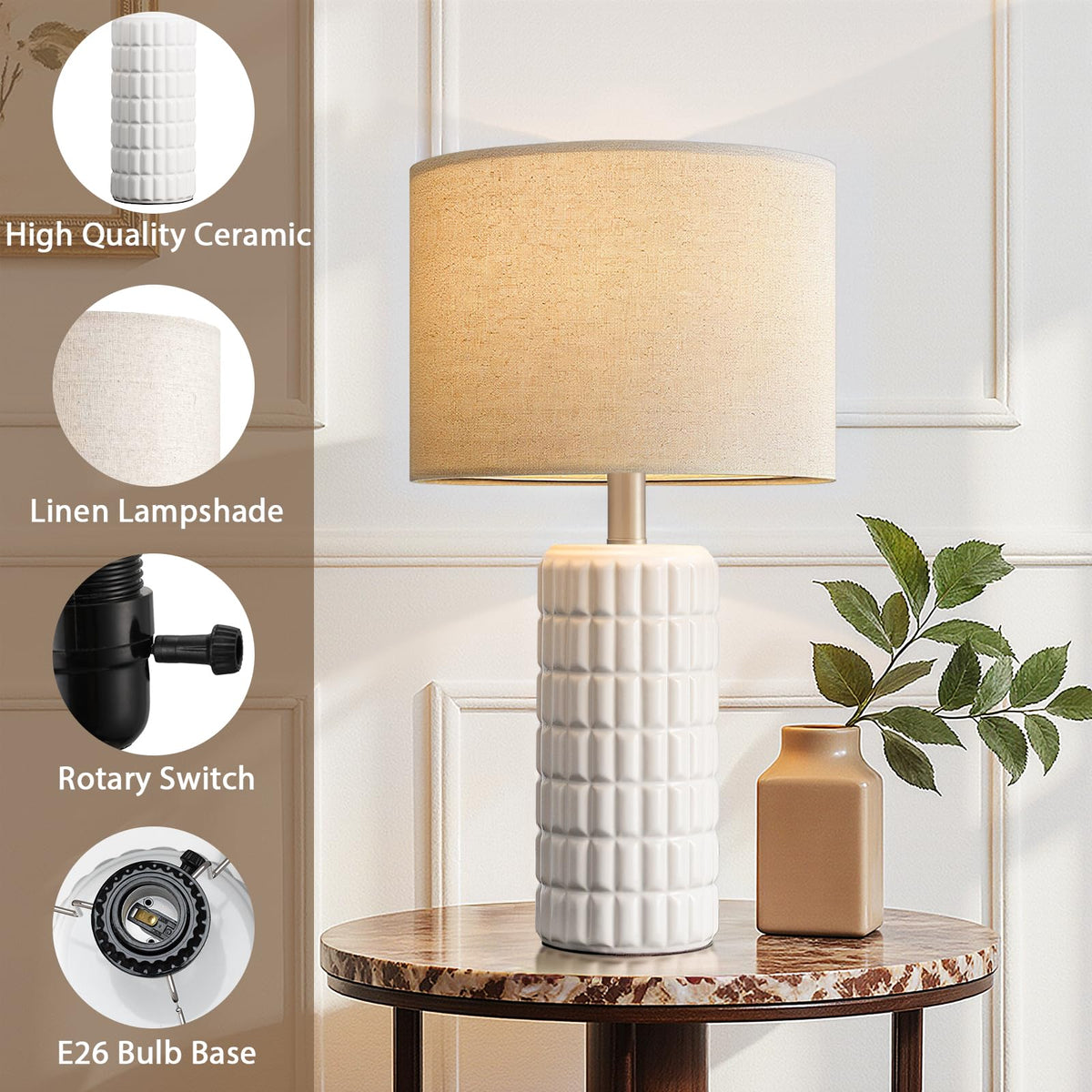 23 Modern Ceramic Table Lamps Set of 2 Lamps for Bedroom - Seealle Official Imagery - 6