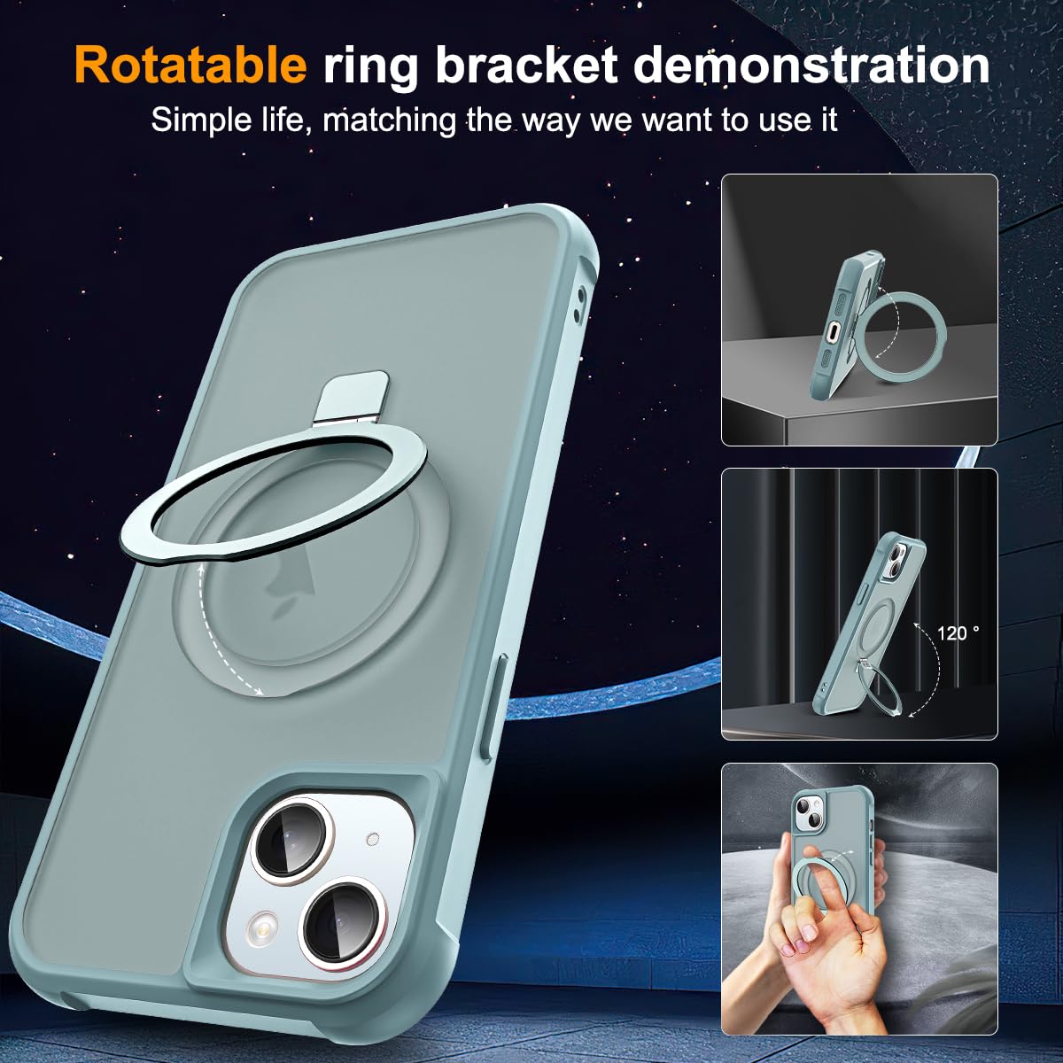 SKYLMW Compatible with iPhone 13 14 Case with Stand Blue - SKYLMW Official Imagery - 3
