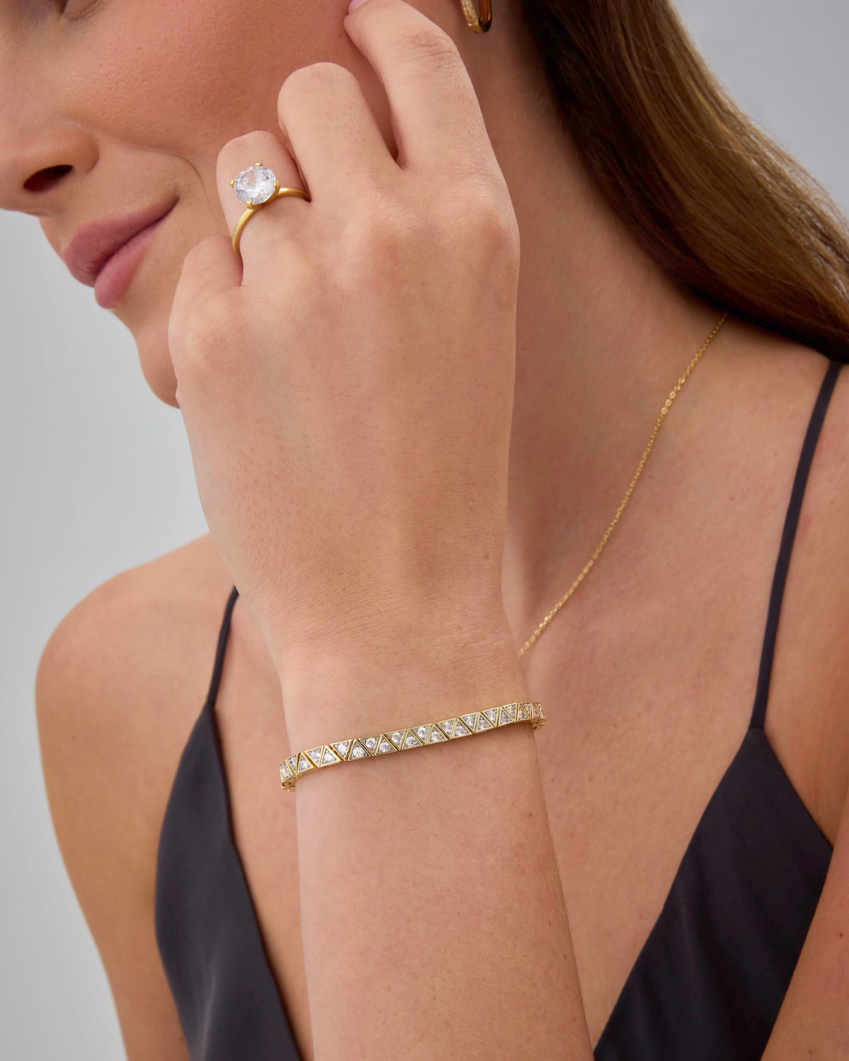 PAVOI 14K Gold Plated Tennis Bracelets for Women Bezel Set - PAVOI Official Imagery - 5