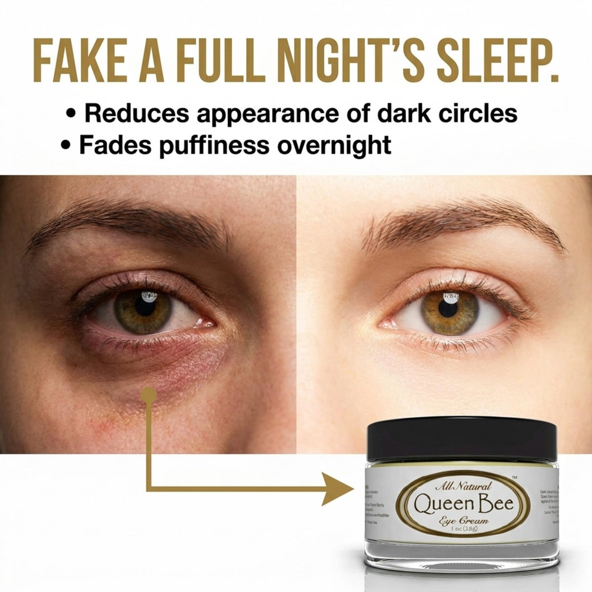 Queen Bee Organic Under Eye Cream for Dark Circles Wrinkles - Vivid Health Nutrition Official Imagery - 7