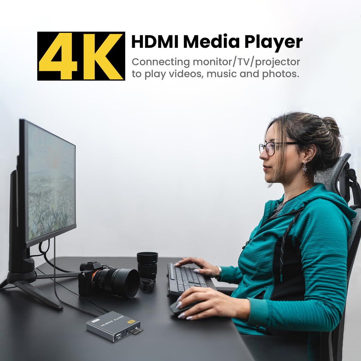 Fneitc 4K Full HD Media Player with USB SD Card Slot for TV - fnetic Official Imagery - 3