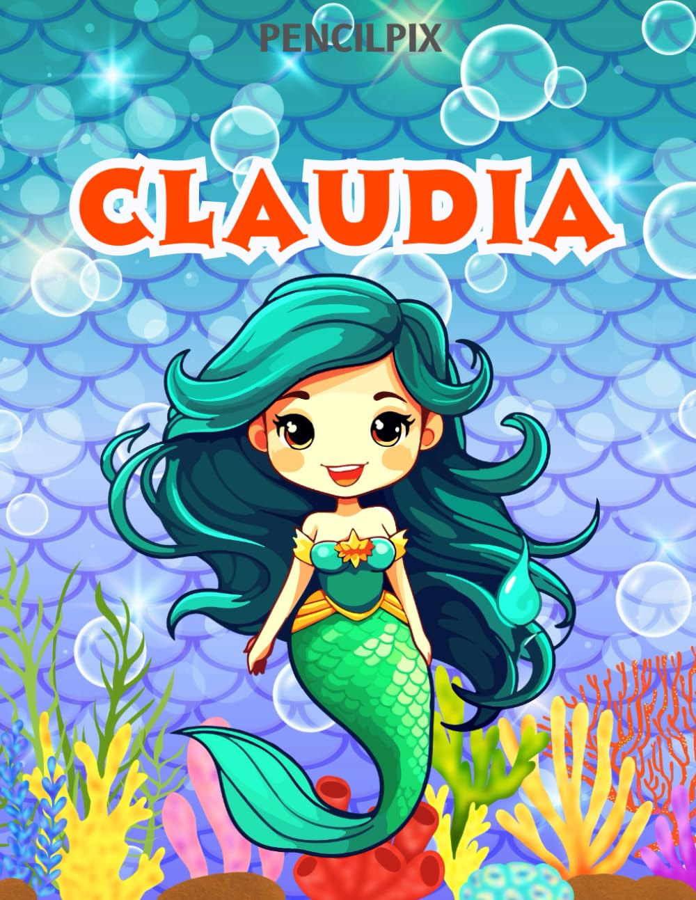 Claudia: Personalized Coloring Book For Claudia: Theme: Mermaid - Product Imagery
