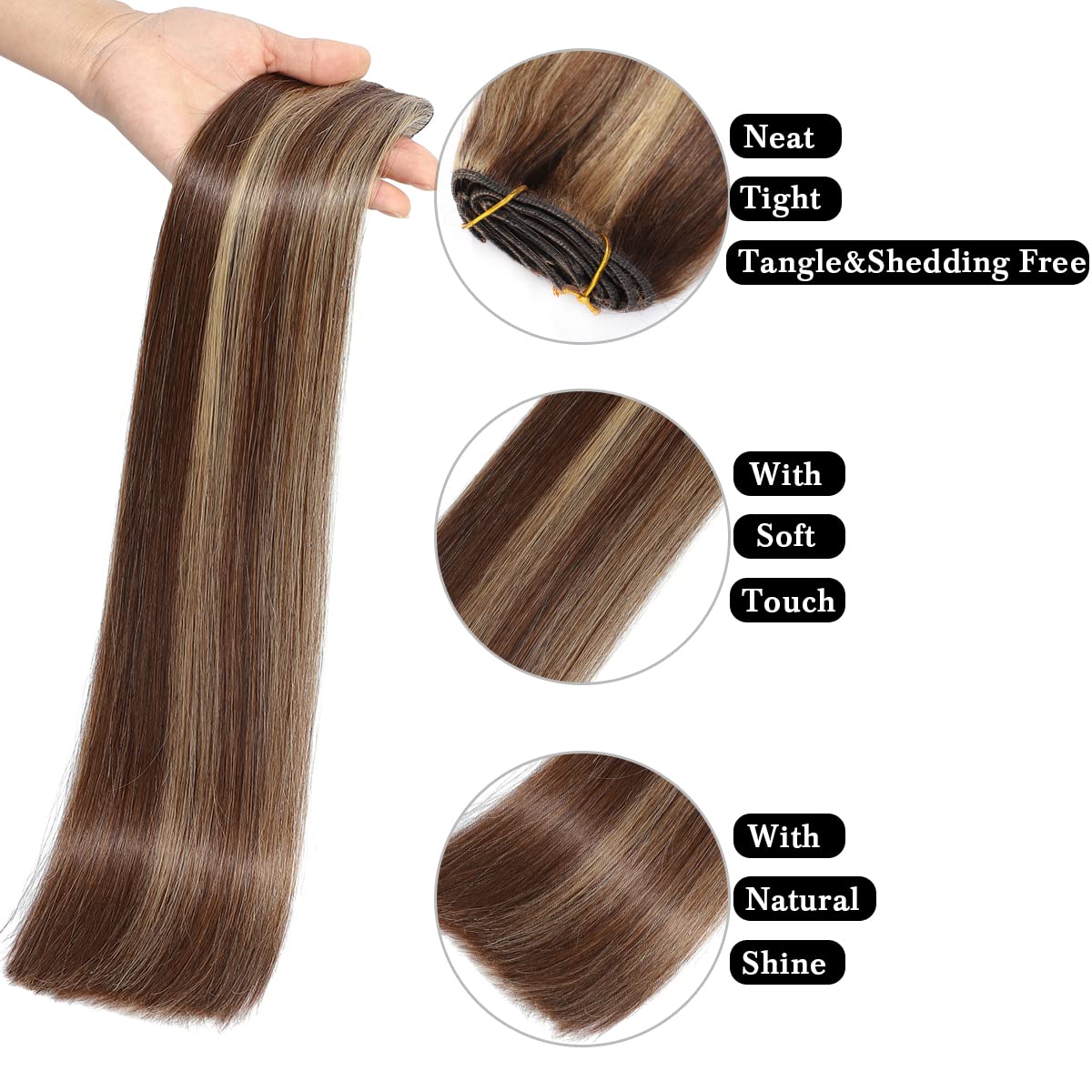 Clip in Hair Extensions Real Human Hair Extensions for Women - Tuquqe Official Imagery - 3