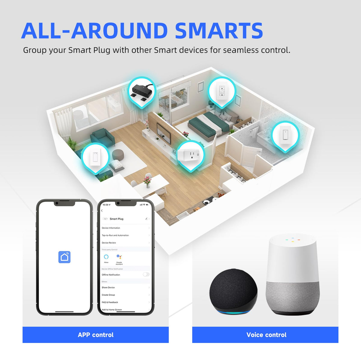 4pcs Smart Plug Mini Bundle with 8pcs 4Color Night Light - junlit Official Imagery - 5
