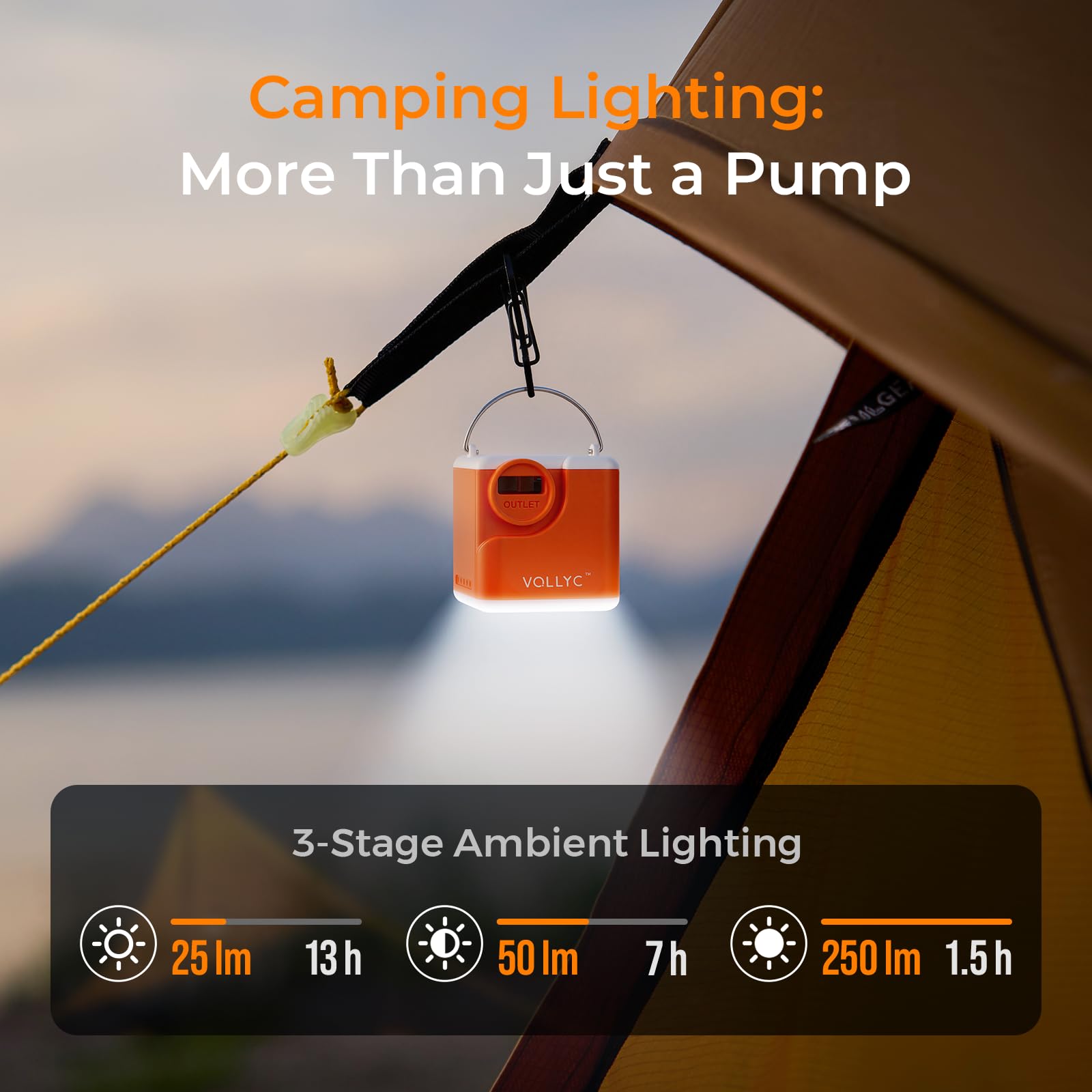 VOLLYC Air Pump for Inflatables with 2400mAh Battery & Camping Light - View 5