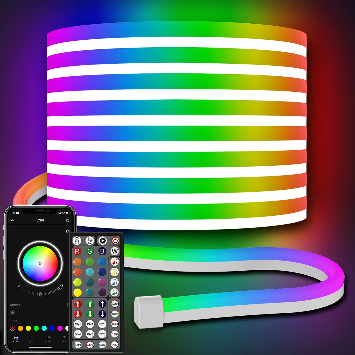 32 8Ft Neon Rope Lights Flexible Led Rope Lights Control - AILBTON Official Imagery - 1