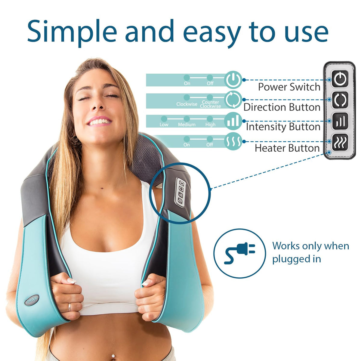 InvoSpa Shiatsu Neck and Back Massager with Heat - InvoSpa Official Imagery - 3