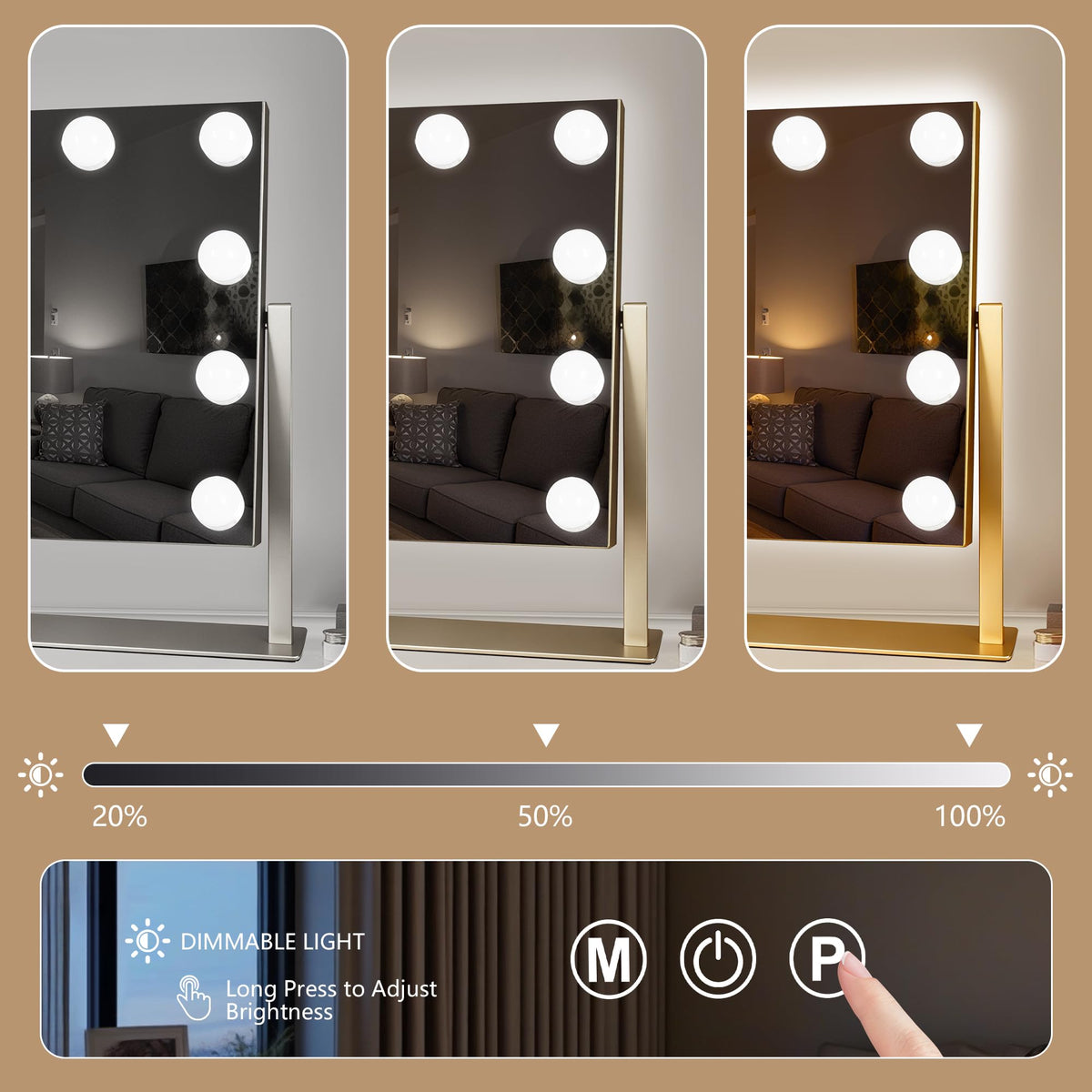 Portable Travel Makeup Mirror with Lights 2500mAh - Ratsamee Official Imagery - 6