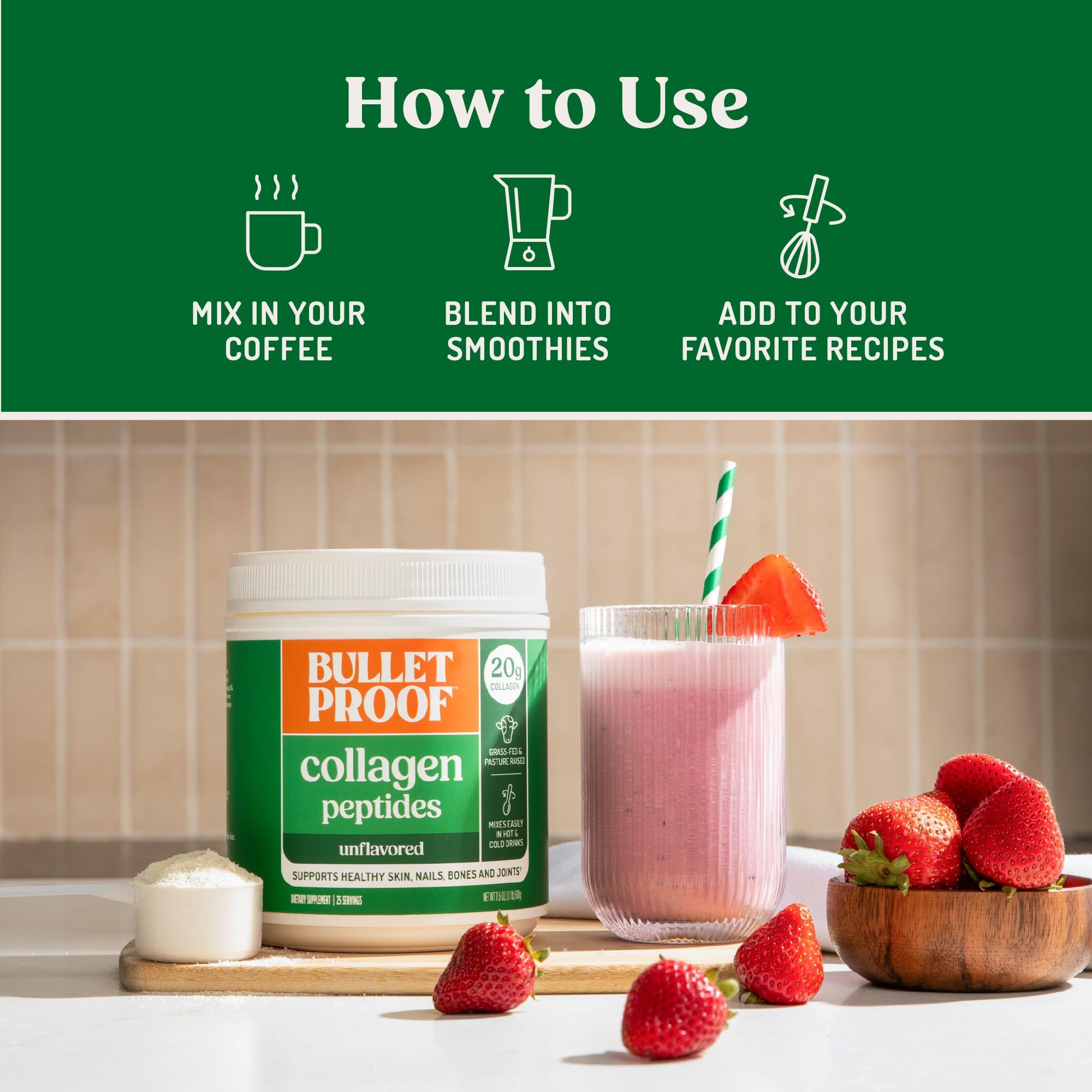 Bulletproof Unflavored Collagen Peptides Protein Powder 17 6 - Bulletproof Official Imagery - 6