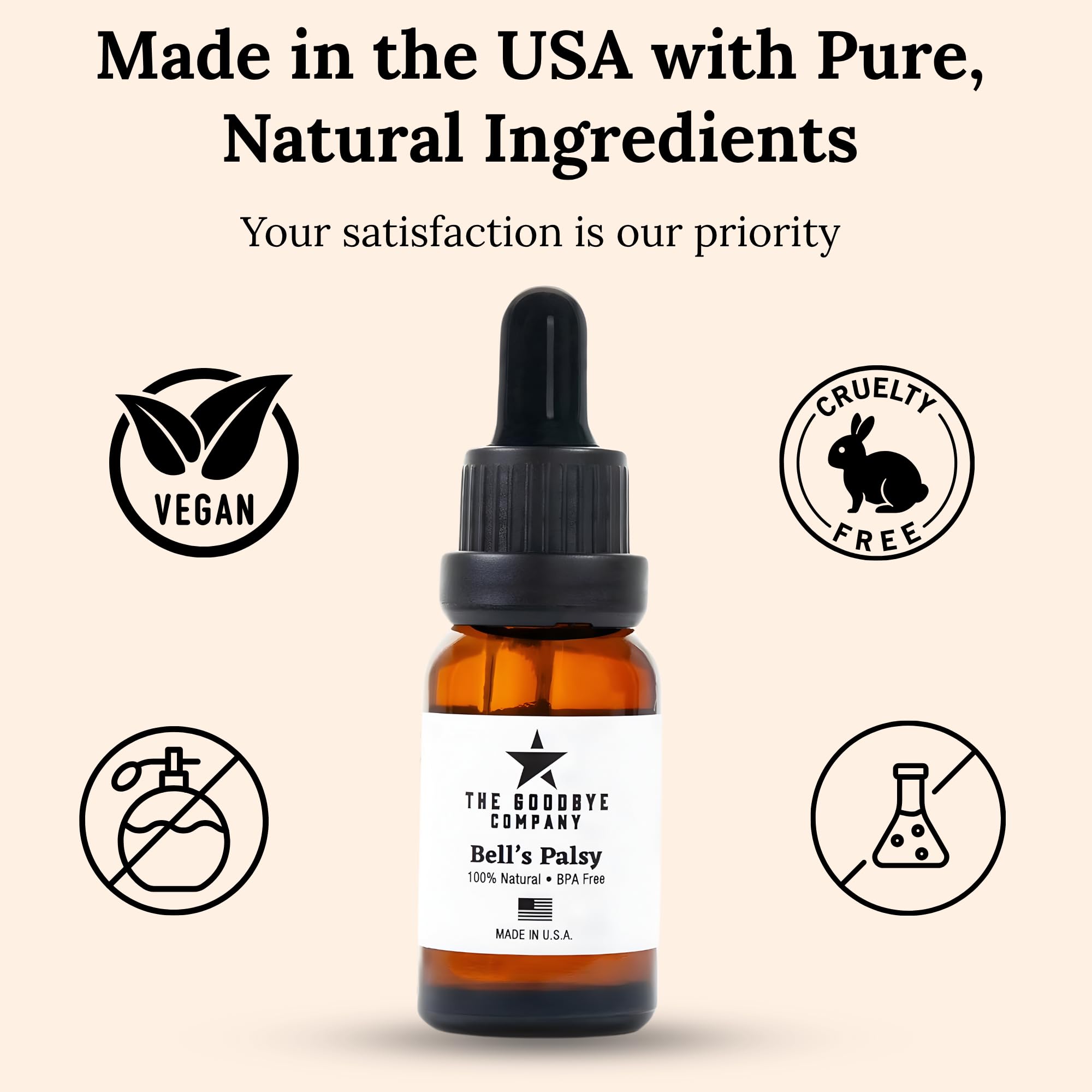 Organic Frankincense and Clove oil bottle from The Goodbye Company, used for Bell's Palsy skin care treatment.