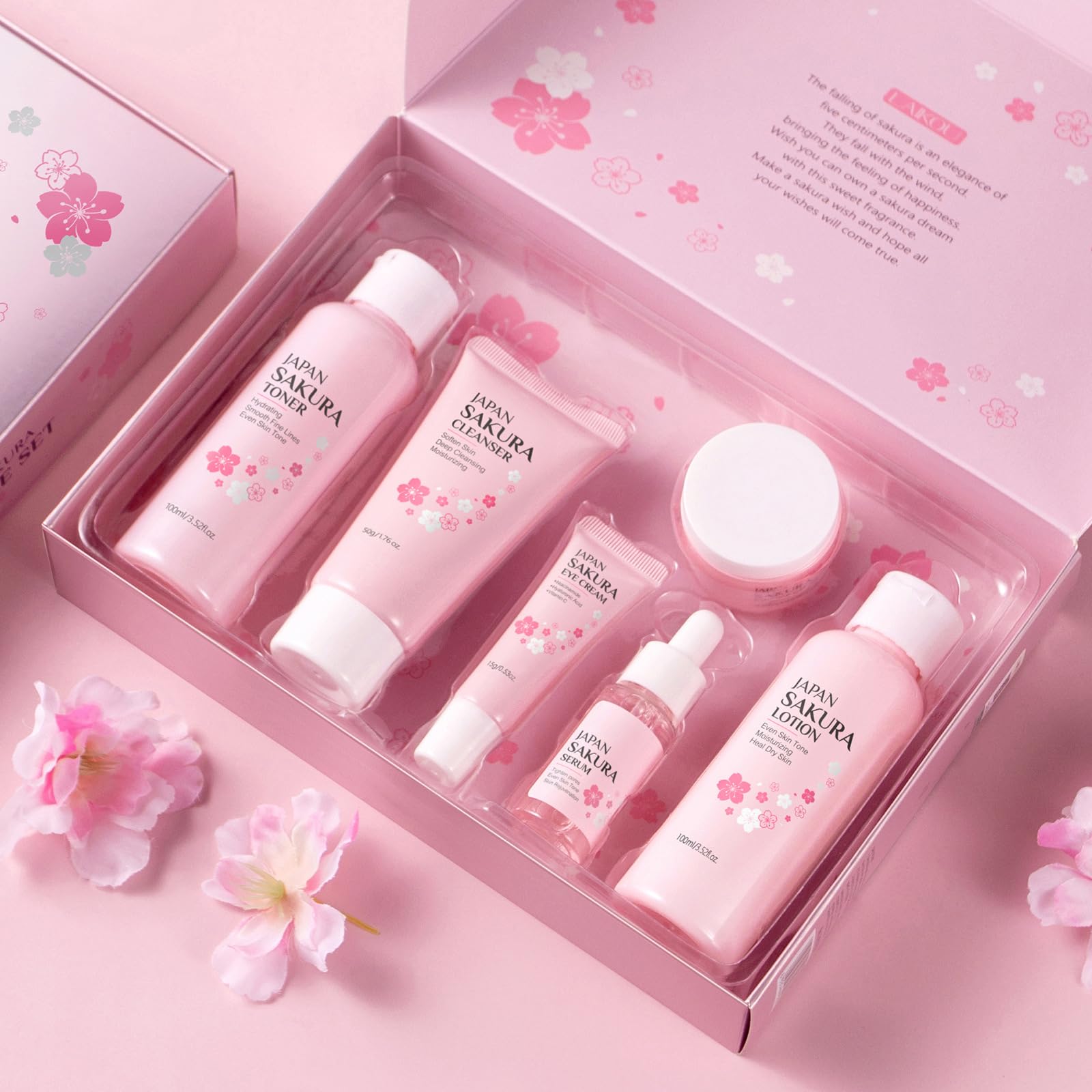 6PCS Sakura Skin Care Set, Skin Care Set Includes Facial - XTJXTJ