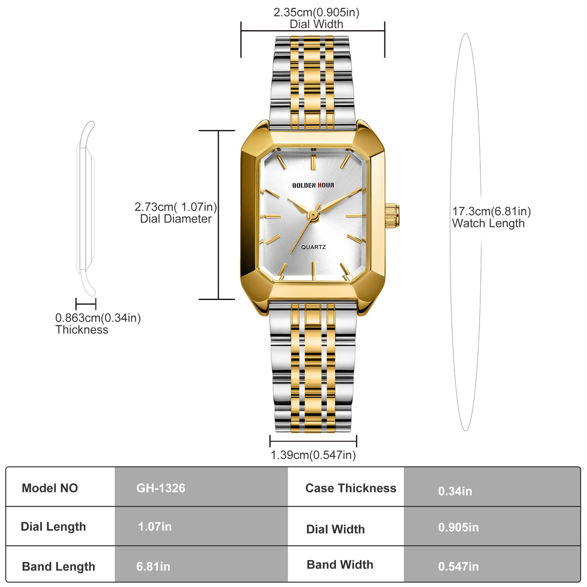GOLDEN HOUR Women s Rectangular Quartz Watch Gold Tone - GOLDEN HOUR Official Imagery - 5