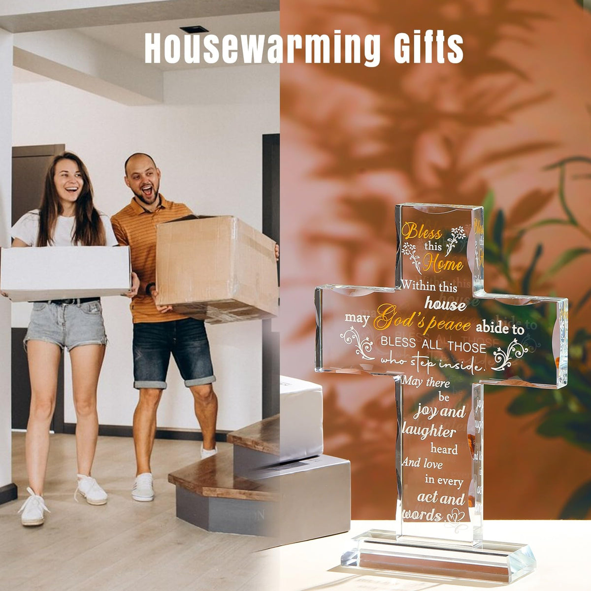 House Warming Gifts New Home Glass Cross Religious - Ornalrist Official Imagery - 7