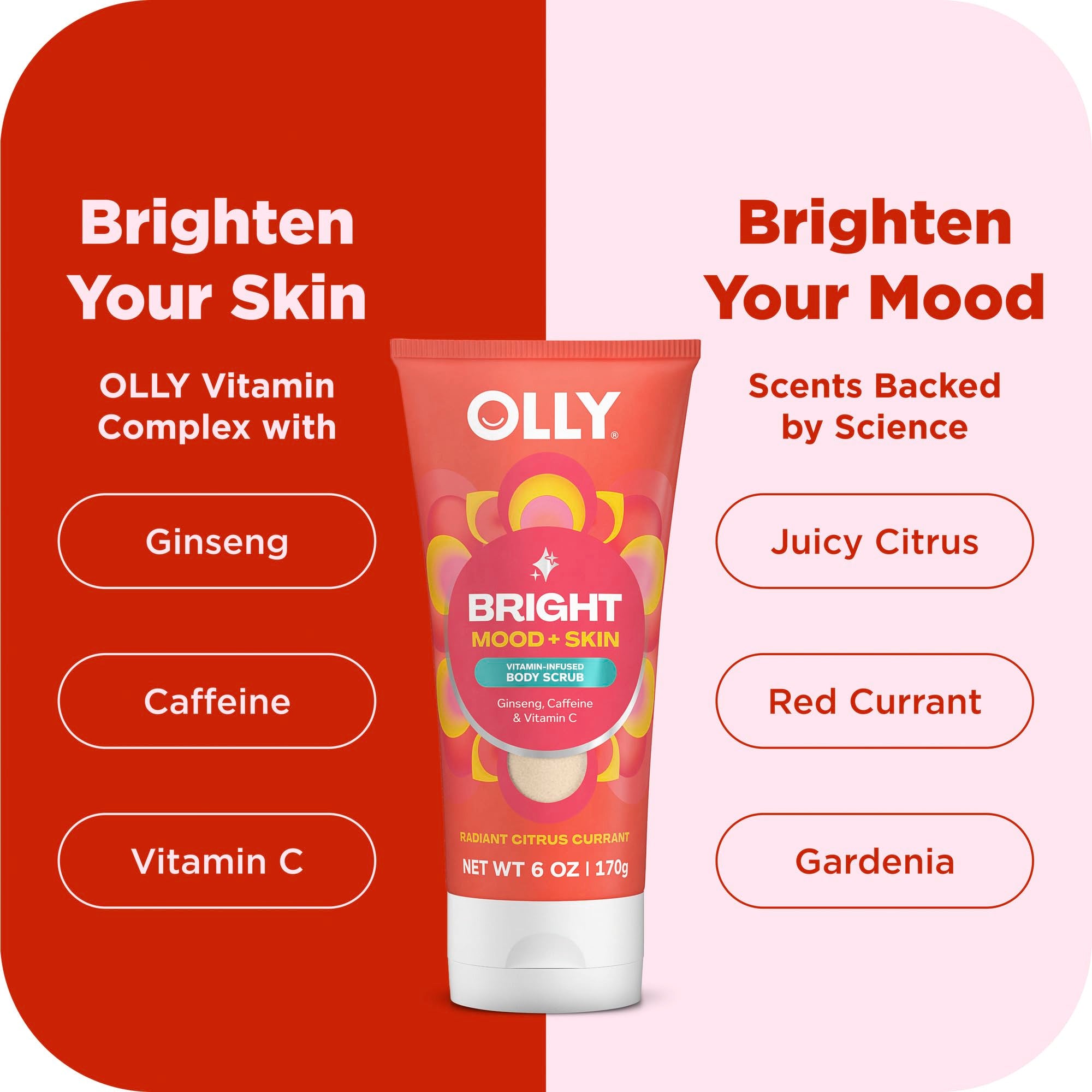 OLLY Bright Body Scrub with Ginseng, Caffeine & Vitamin C– Nourishing Cleanser - OLLY Official Product View 5