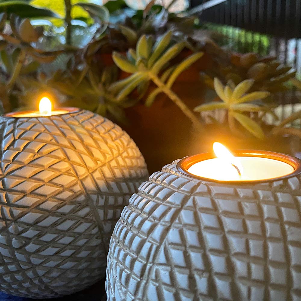 Luca Beige Orb Tea Light Candle Holders Gift Boxed Set of 2 - Huey House Official Imagery - 7