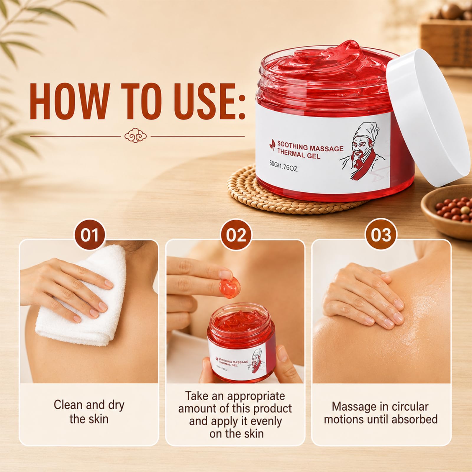 2PCS Warming Massage Gel for Body,Herbal Massage Cream,Fast Absorbing Moisturizing Skin Cream, Non-Greasy Formula
