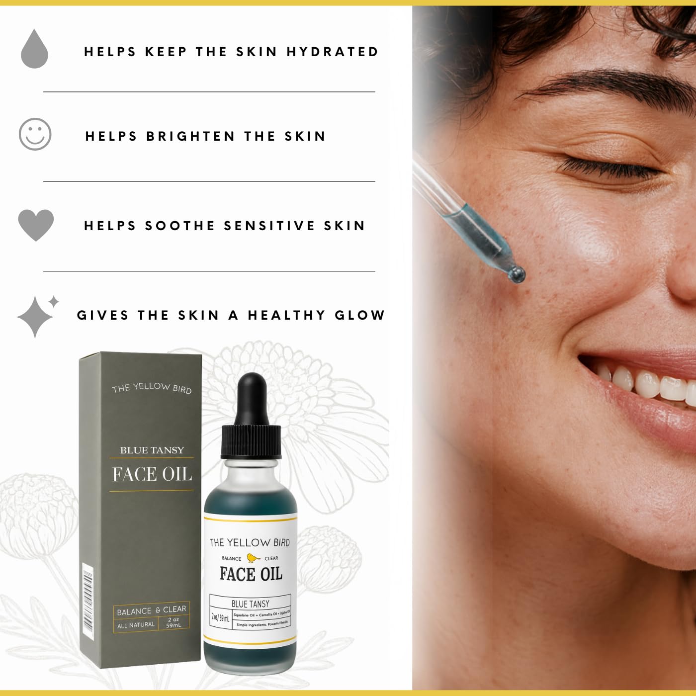 Yellow Bird Balancing Blue Tansy Face Oil 2 oz 59 ml Skin - The Yellow Bird Official Imagery - 4