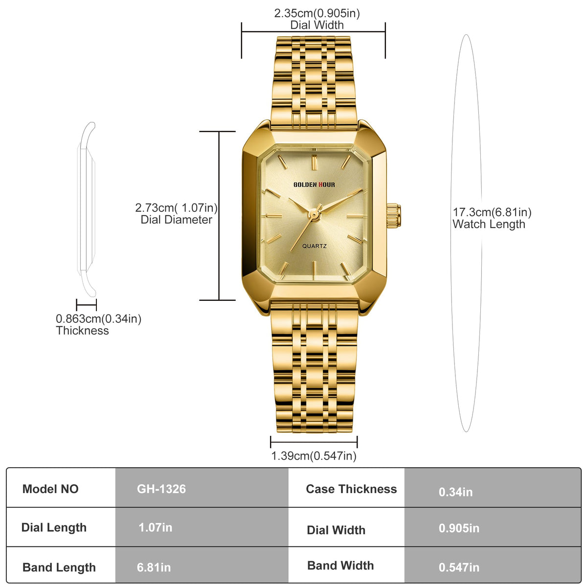 GOLDEN HOUR Women s Rectangular Quartz Watch Gold Tone - GOLDEN HOUR Official Imagery - 5