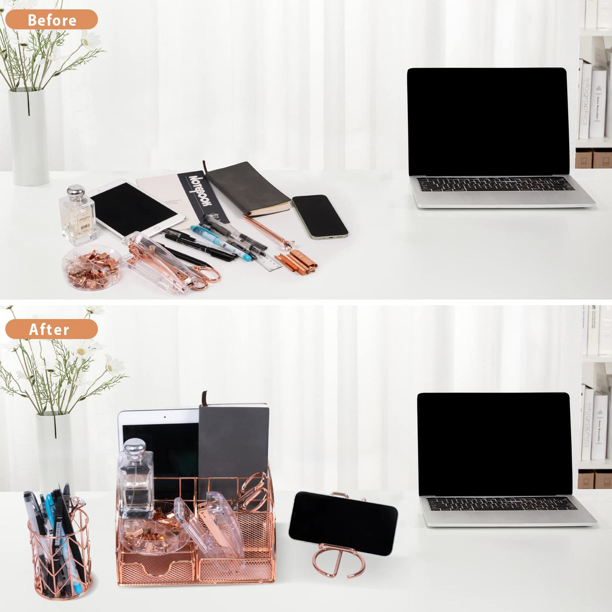 KAAKOW Rose Gold Desk Organizers and Accessories Office - KAAKOW Official Imagery - 8