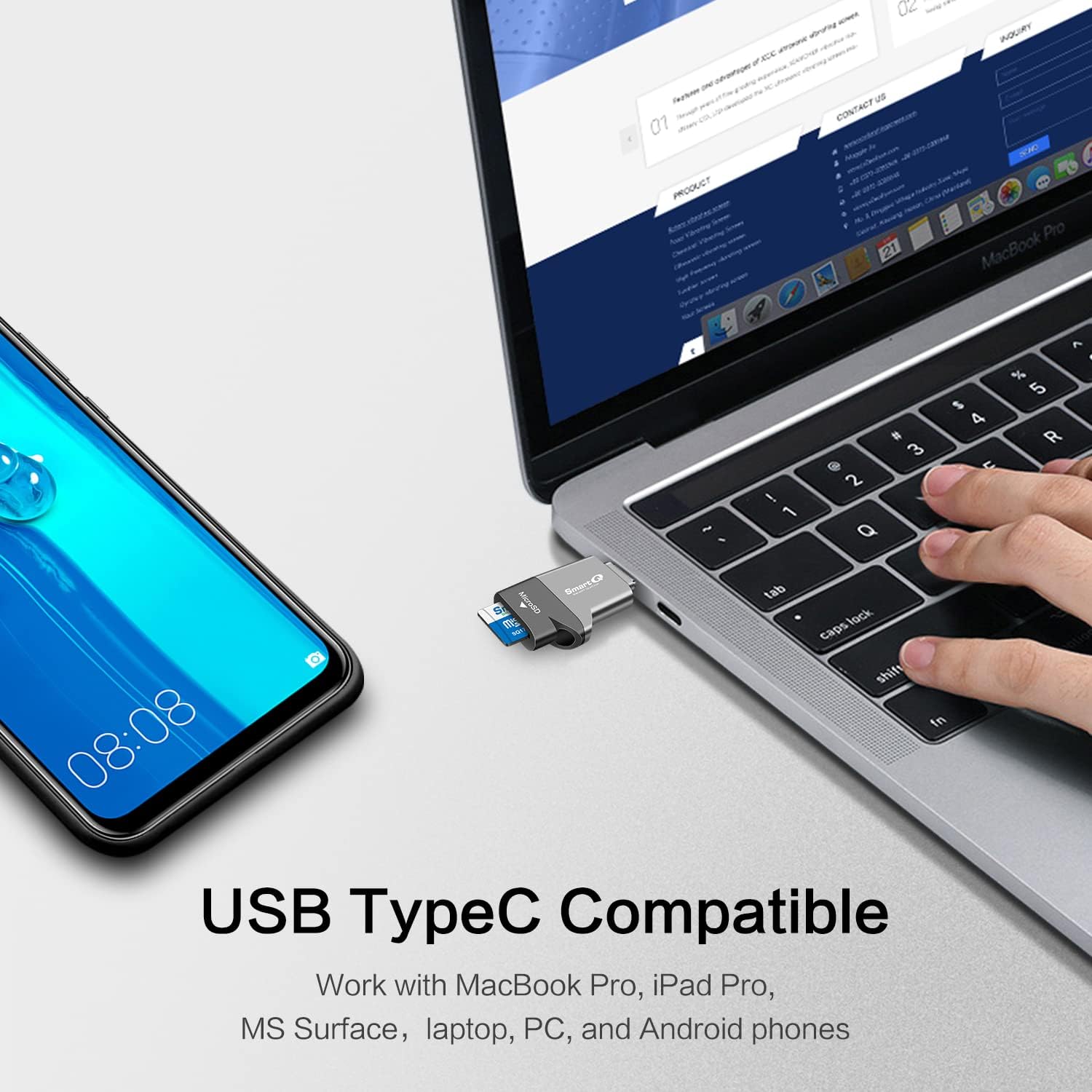 SmartQ C356 Type-C MicroSD card reader with USB 3.0 port, compact design, and super speed data transfer technology.