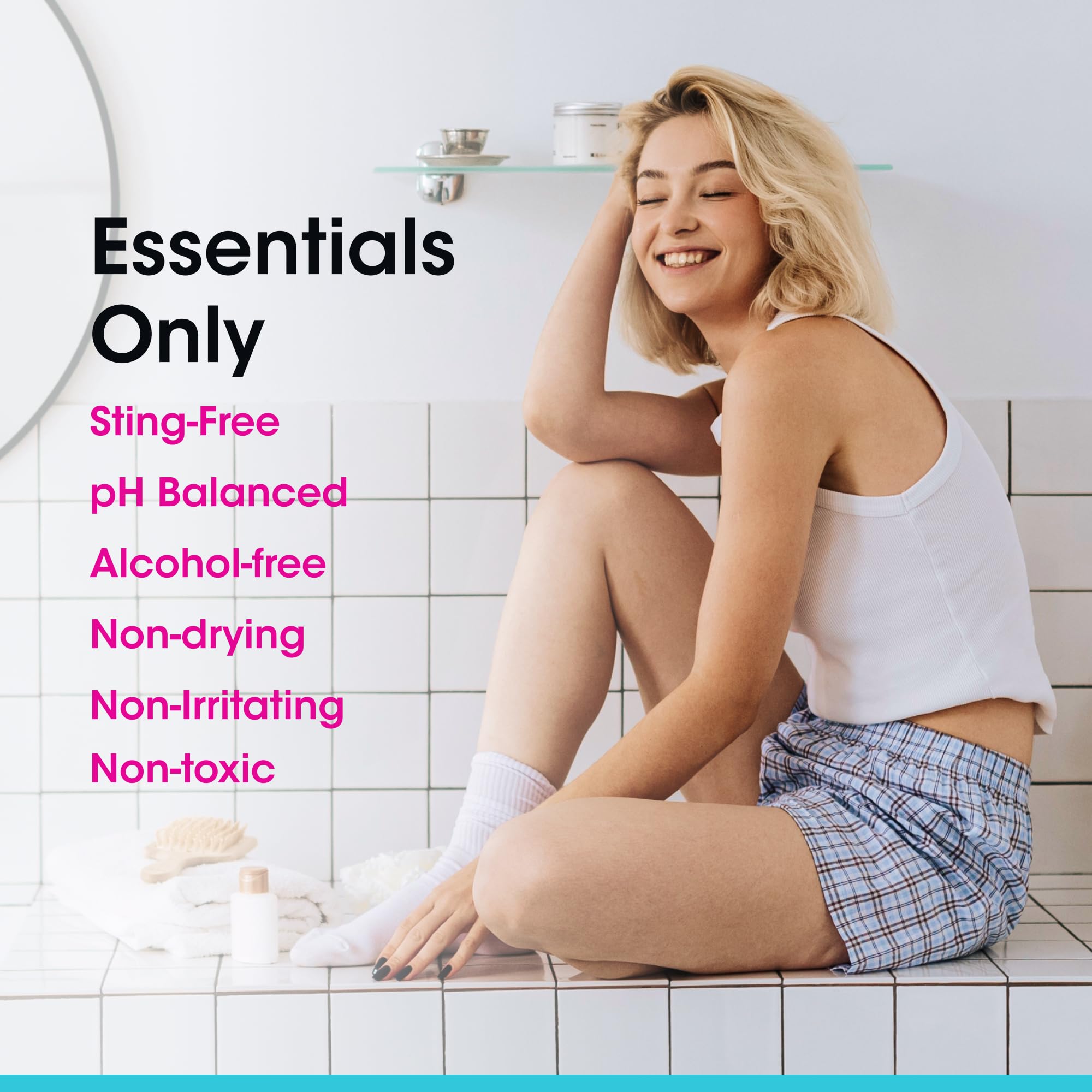 vH essentials Bikini Skin Soothing Gel with HOCl, 3 oz, a skin moisturizer in a clear tube with a flip-top cap.