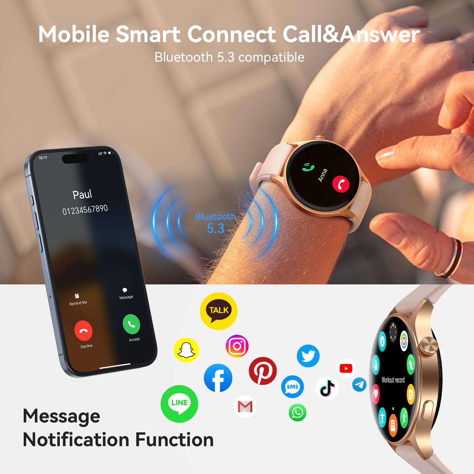 aeac Smart Watch for Women, Answer/Make Call, 1.32'' AMOLED Ultra-Clea - View 2