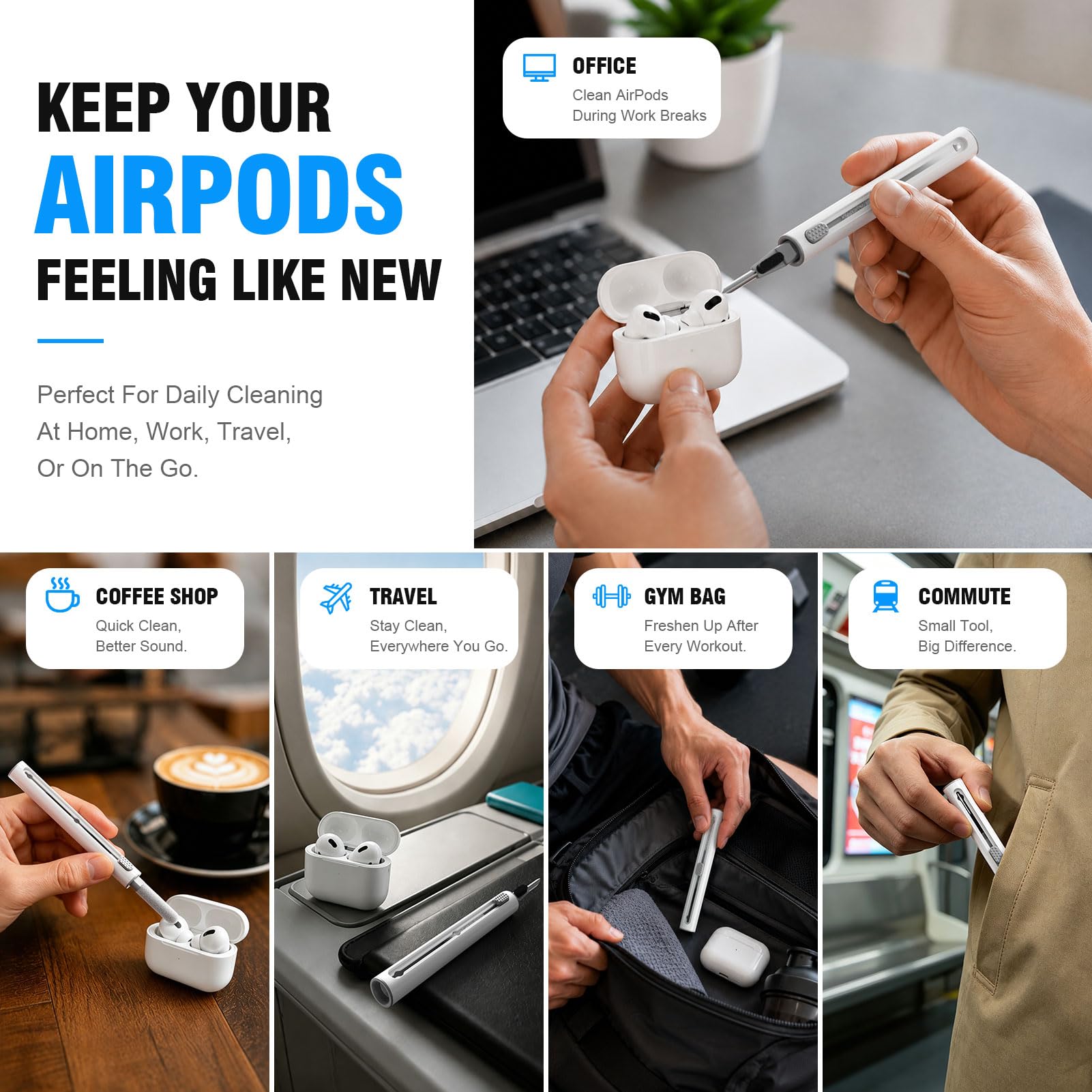 Hyashee Cleaner Kit for AirPods Pro 3/2/1, 3-in-1 Earbud Cleaning by Hyashee - Angle View 5