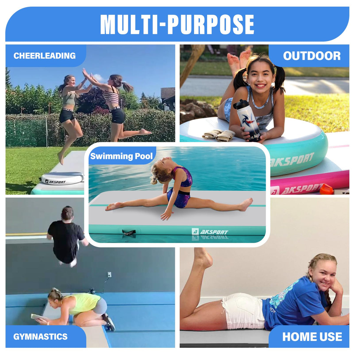 AKSPORT Inflatable Gymnatsics Mat Tumble Track 10ft 13ft - AKSPORT Official Imagery - 7
