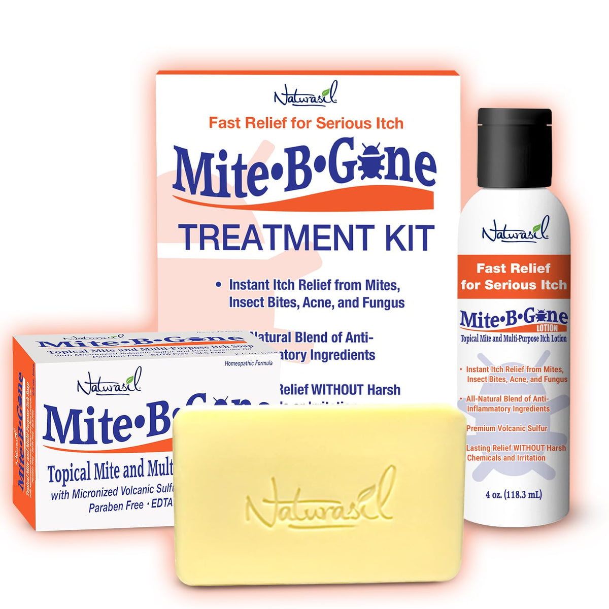 Mite Treatment for Humans 2 Step Kit Sulfur Lotion Soap by - Naturasil Official Imagery - 1