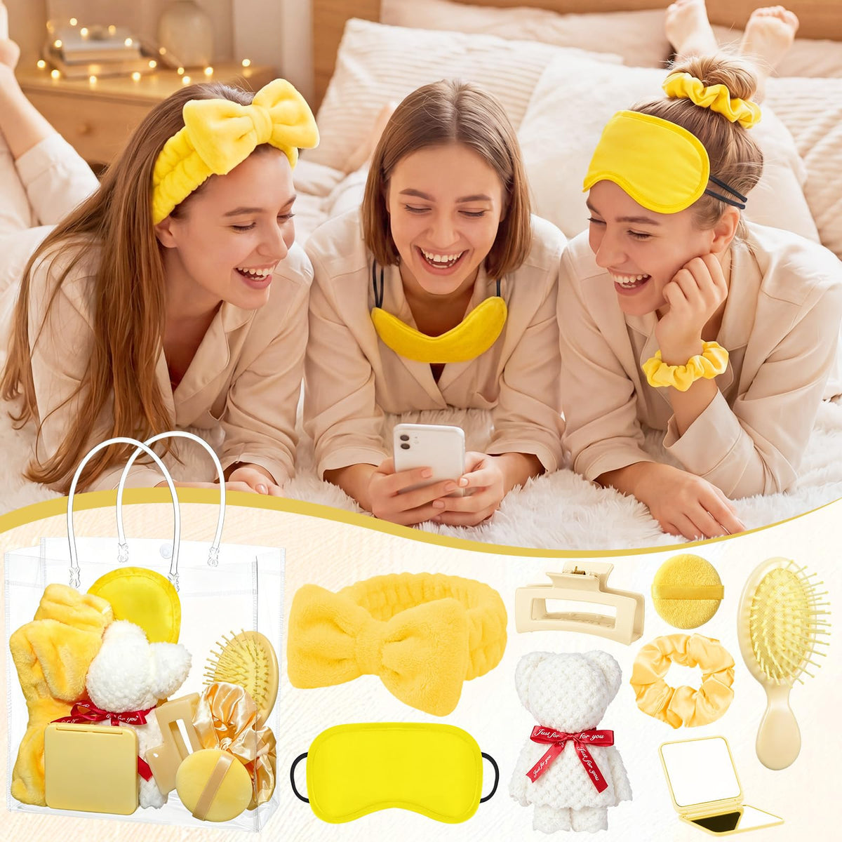 54 Pcs Spa Sleepover Party Supplies Include Bow Headband Eye - Suncalla Official Imagery - 5