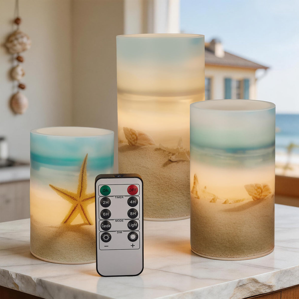 Beach Coastal Ocean Decor Seashell Starfish Battery - Velsyn Official Imagery - 1