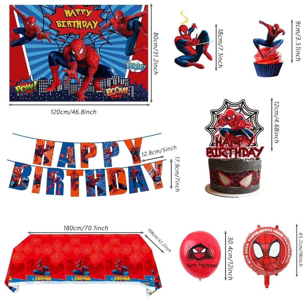 51PCS spidey birthday party supplies backdrop Happy Birthday - TOCKFIT Official Imagery - 3