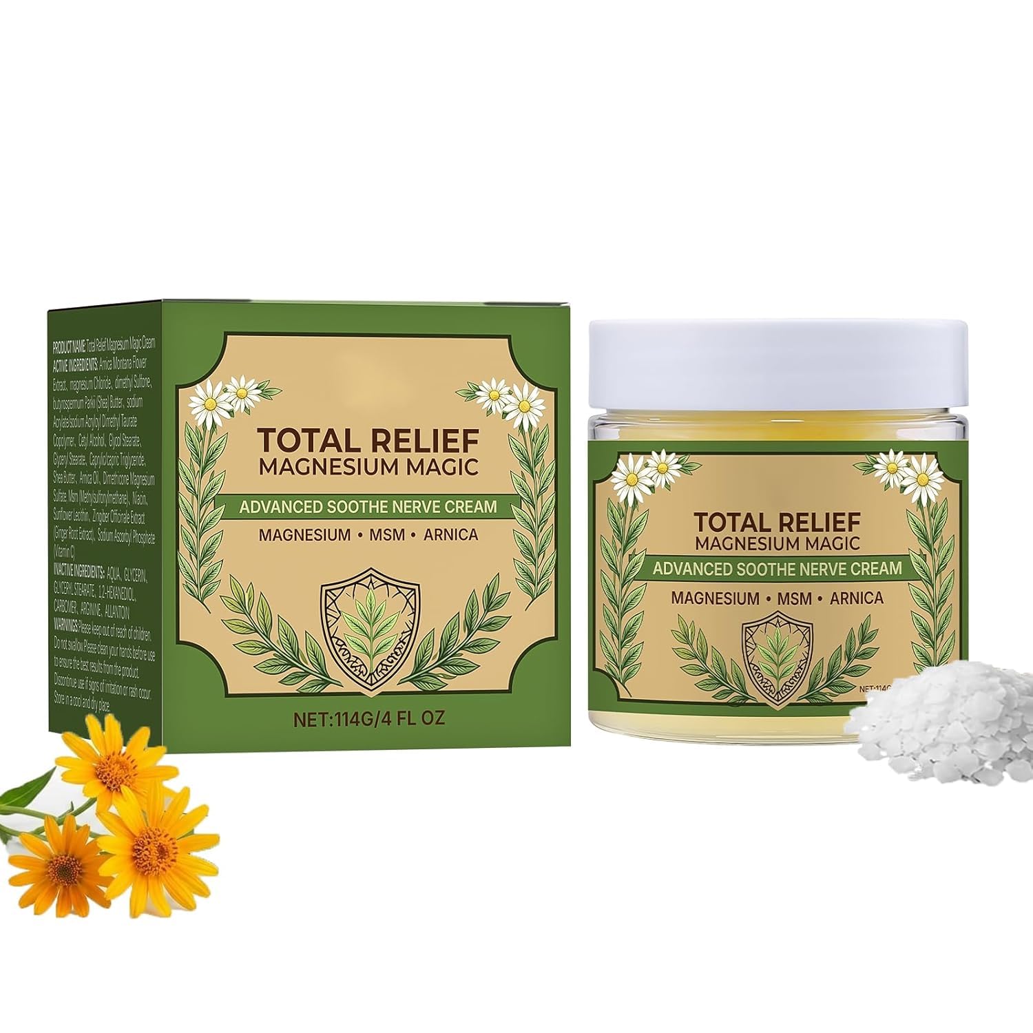 AOOTUYA Total Relief Magnesium Cream with MSM & Arnica, 4 Fl Oz