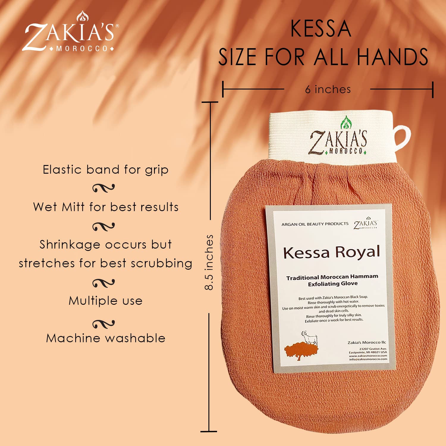 Zakia's Morocco Original Kessa Exfoliating Glove - Rough Blue Microdermabrasion - Zakia's Morocco Official Product View 7