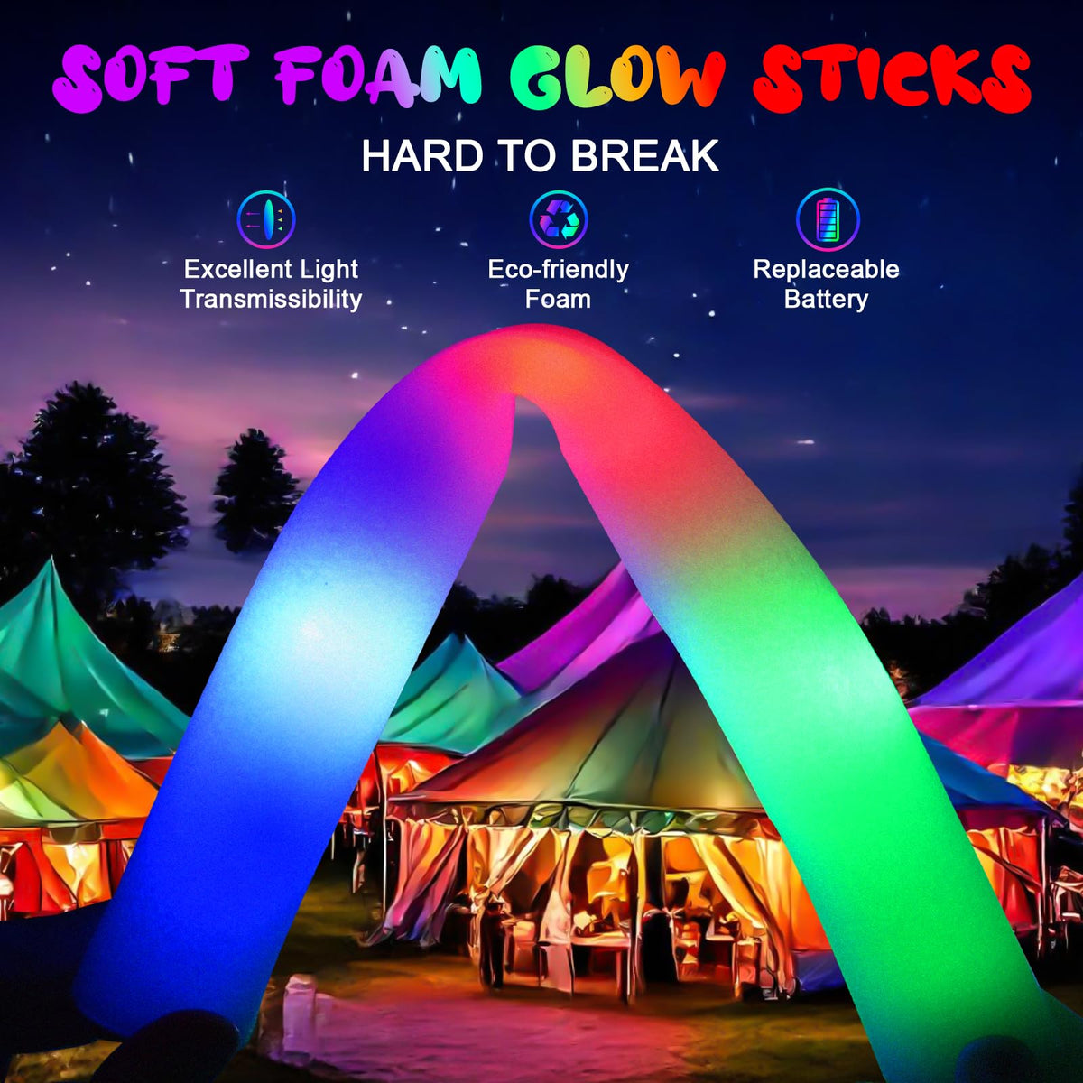 44 PCS Foam Glow Sticks with 3 Modes Colorful Flashing Foam - HONLYNE Official Imagery - 5