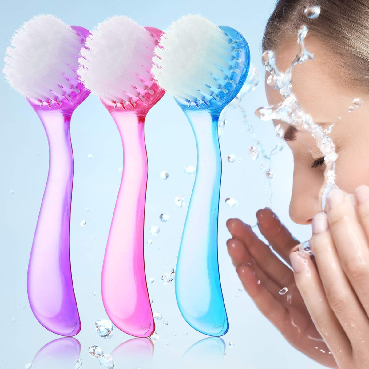 Patelai 3 Pieces Facial Cleansing Brush Face Scrub Pink - Patelai Official Imagery - 2